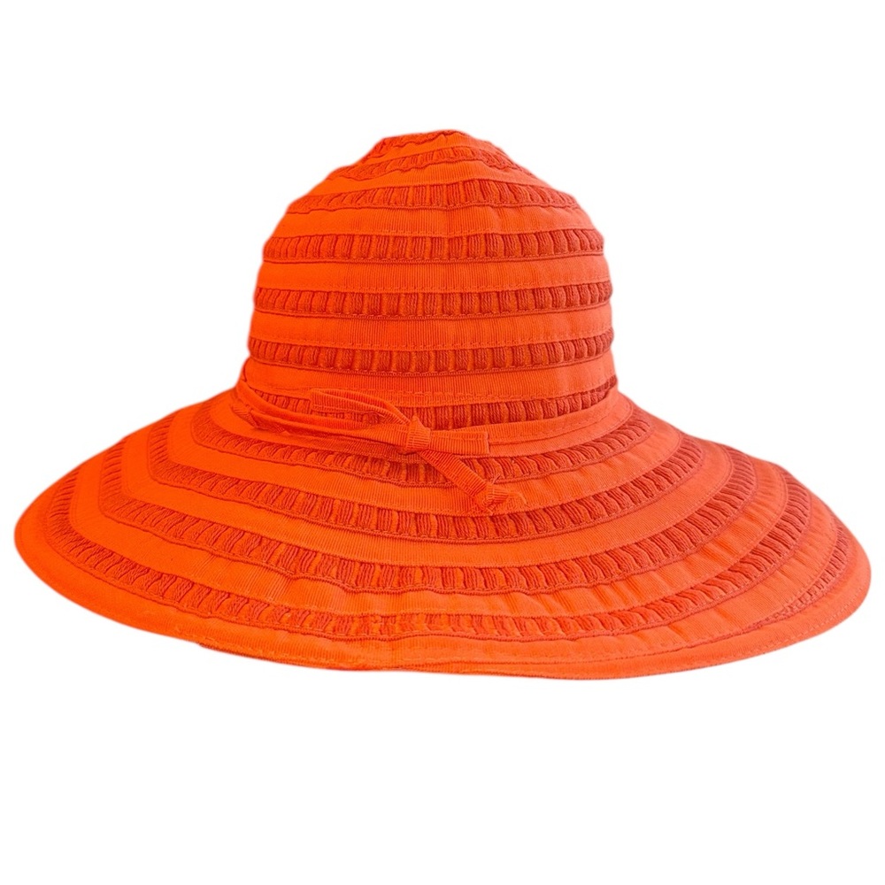 Made in Italy Bright Orange Striped Nordstrom Sun Hat - Beach Day Vacation